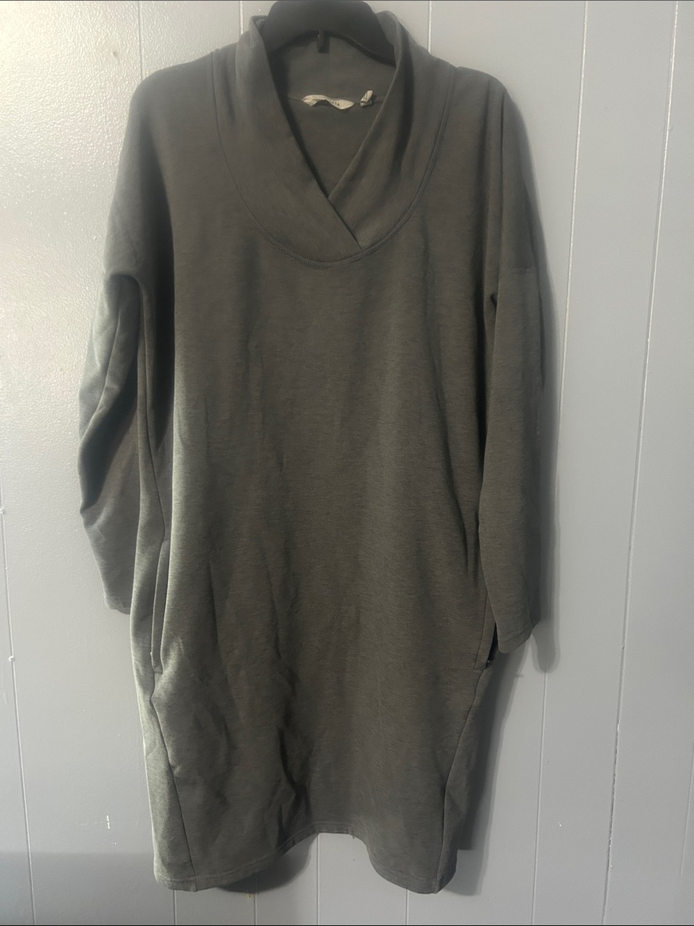 Athleta Gray Shawl-Neck Midi Dress
